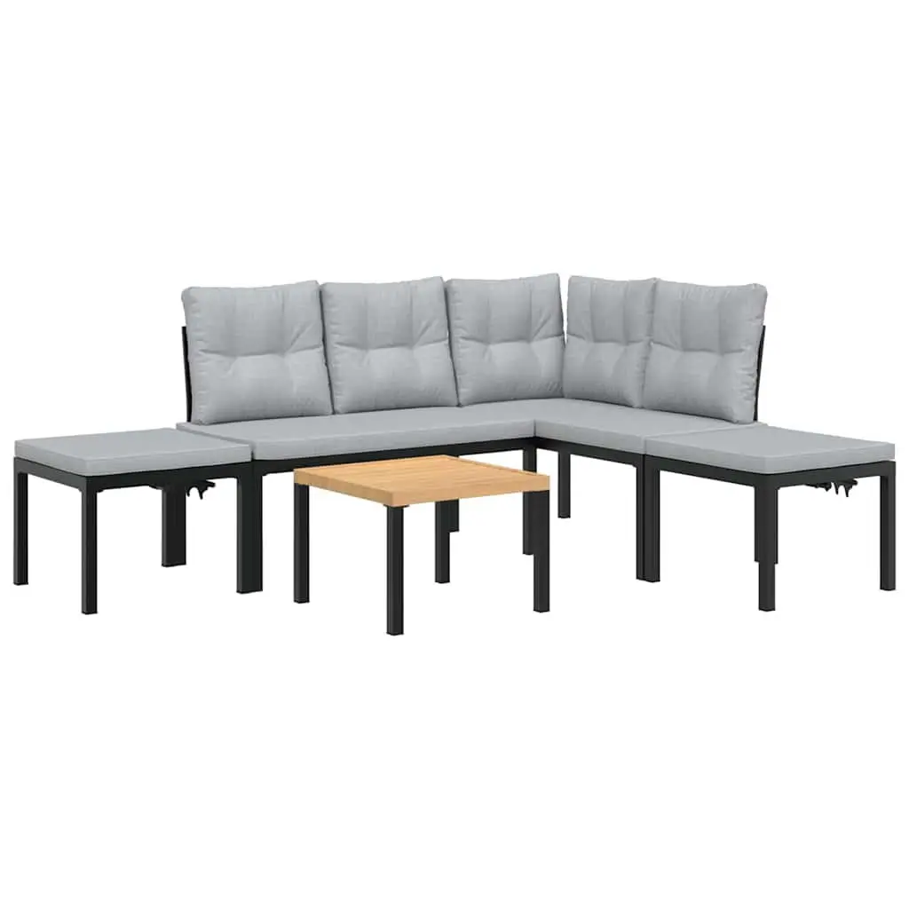 Garden Sofa Set 5 Piece Outdoor Furniture Patio Lounger with Cushions Light Grey