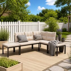 Garden Sofa Set 4 Piece Outdoor Furniture Patio Seating with Cushions Taupe