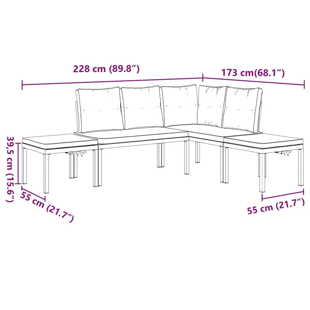 Garden Sofa Set 4 Piece Outdoor Furniture Patio Seating with Cushions Taupe