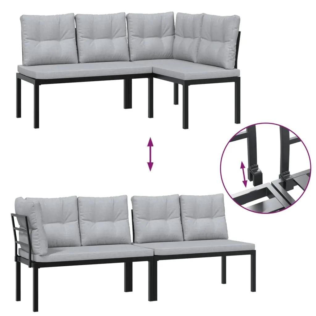 4 Piece Garden Sofa Set Outdoor Furniture Light Grey