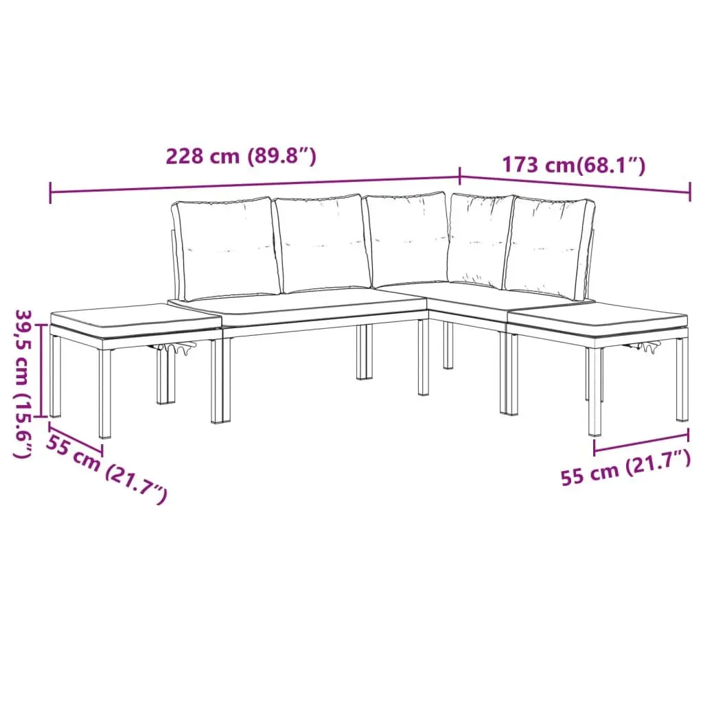 4 Piece Garden Sofa Set Outdoor Furniture Light Grey