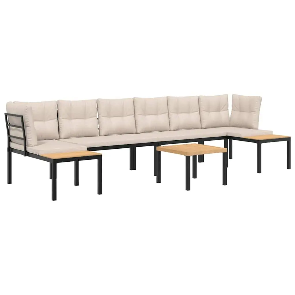 Garden Sofa Set 5 Piece Outdoor Furniture Taupe Cushions Steel Frame Patio