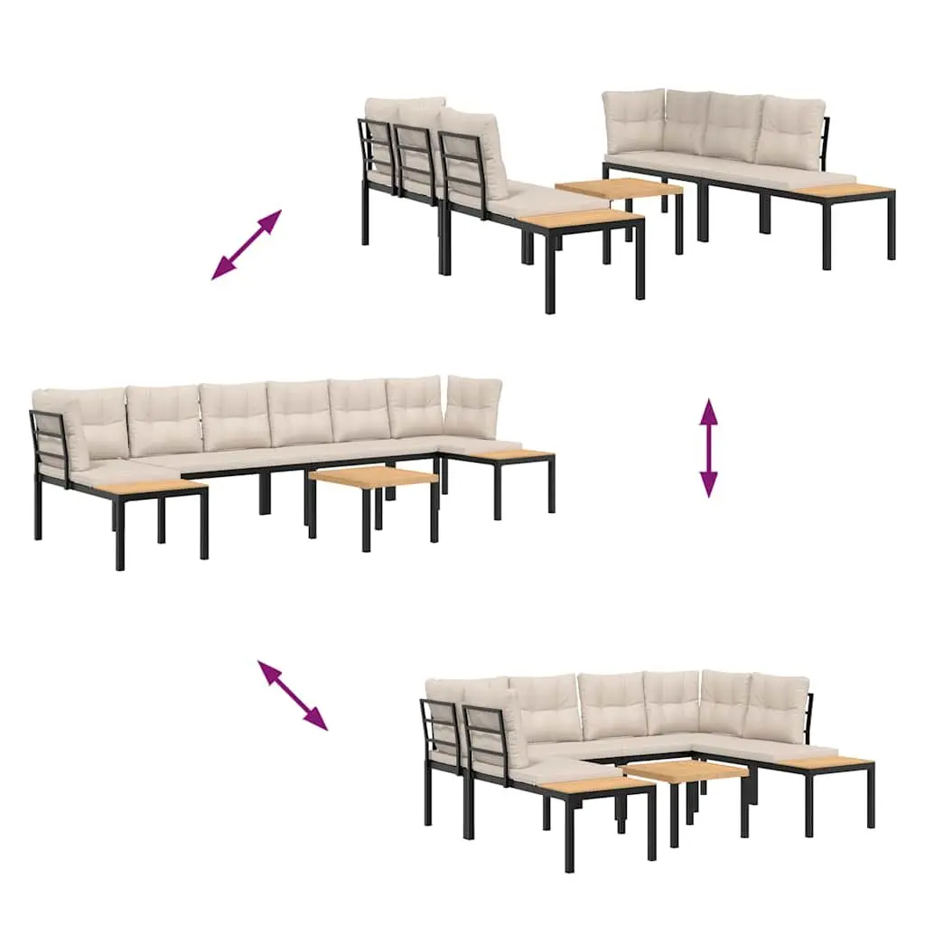 Garden Sofa Set 5 Piece Outdoor Furniture Taupe Cushions Steel Frame Patio