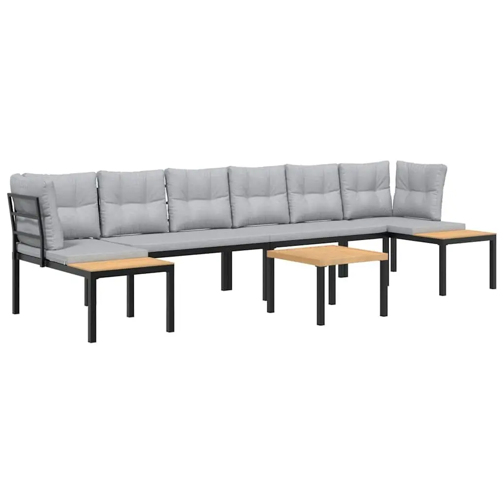 5 Piece Garden Sofa Set Powder-coated Steel Light Grey