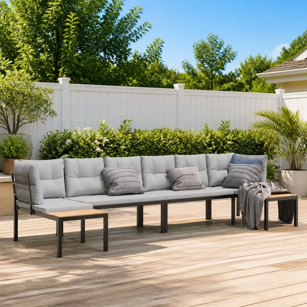 Garden Sofa Set 4 Piece Outdoor Furniture Patio Seating with Cushions Side Table