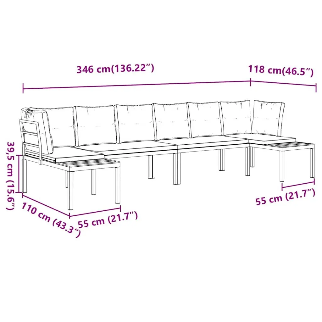 Garden Sofa Set 4 Piece Outdoor Furniture Patio Seating with Cushions Side Table
