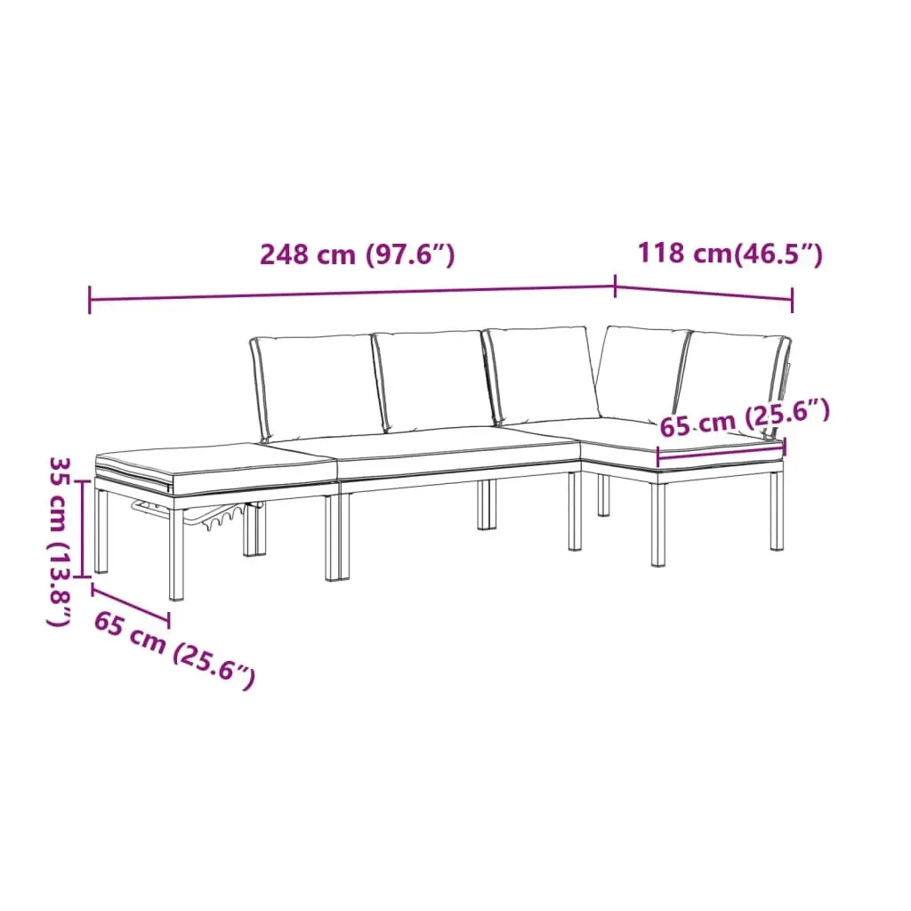 Garden Sofa Set 3 Piece Outdoor Furniture Patio Seating Black Aluminium Cushions