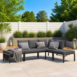 Outdoor Garden Sofa Set 4 Piece Modular Patio Furniture with Cushions Black