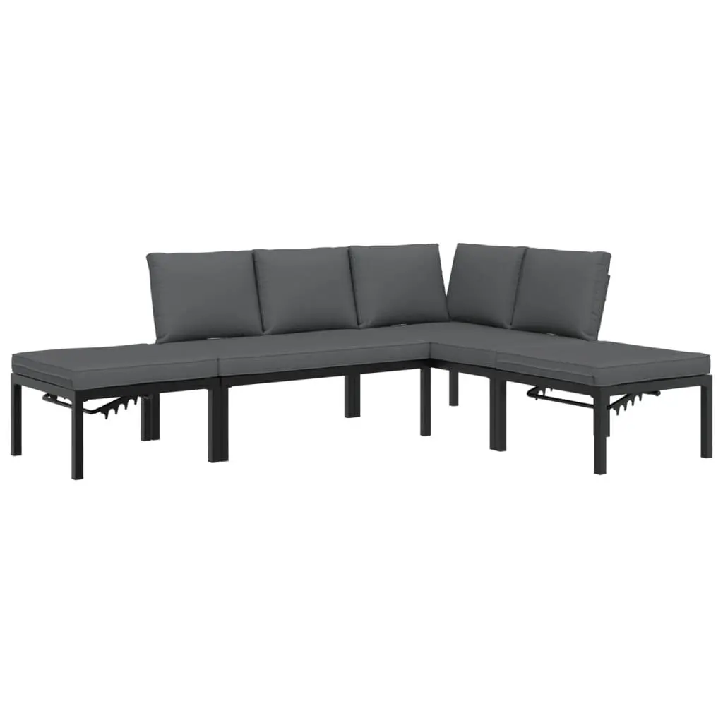 Outdoor Garden Sofa Set 4 Piece Modular Patio Furniture with Cushions Black