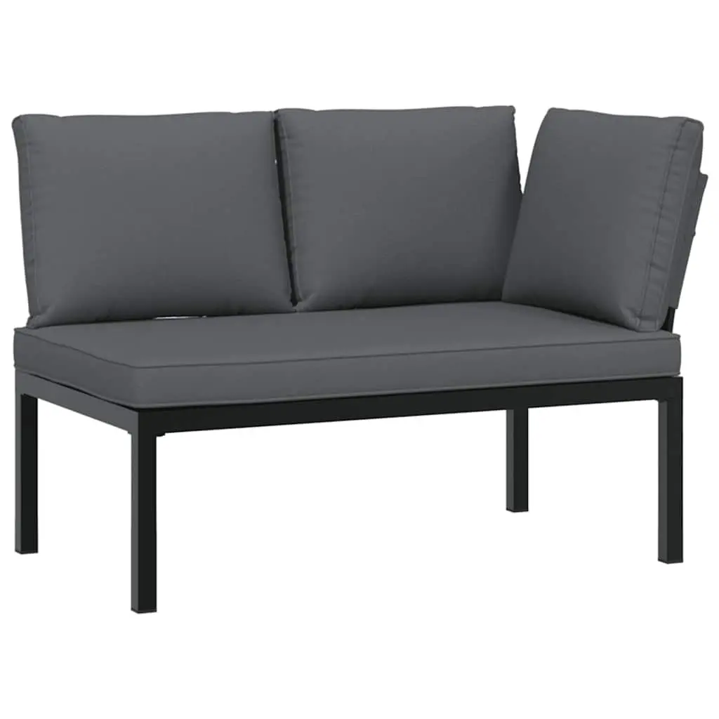 Outdoor Garden Sofa Set 5 Piece Black Aluminium Patio Furniture with Cushions