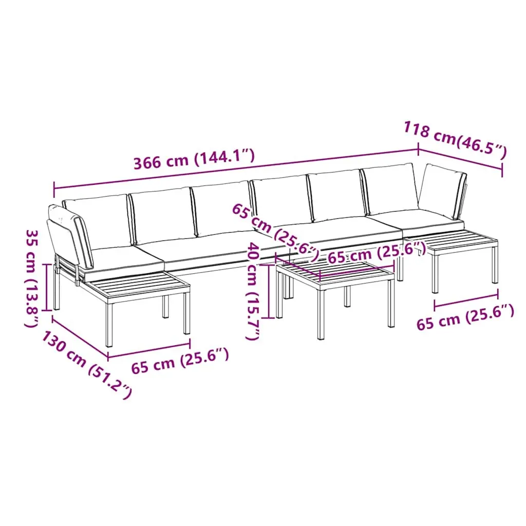 Outdoor Garden Sofa Set 5 Piece Black Aluminium Patio Furniture with Cushions