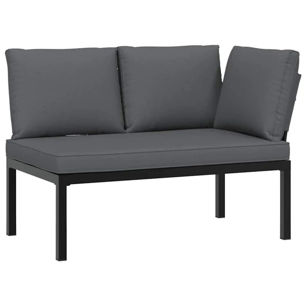Garden Sofa Set 2 Piece Outdoor Furniture Patio Black Aluminium with Cushions