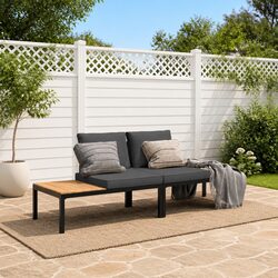 Friendly Garden Sofa Set 2 Piece Modular with Cushions Black