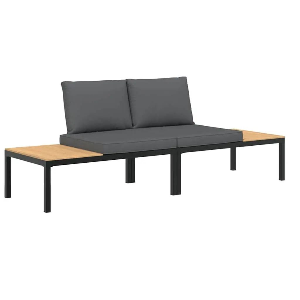 Garden Sofa Set Modular 2 Piece Outdoor Furniture with Cushions Black