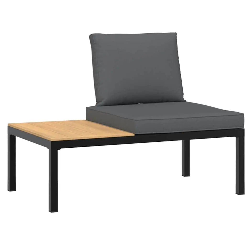 Garden Sofa Set Modular 2 Piece Outdoor Furniture with Cushions Black