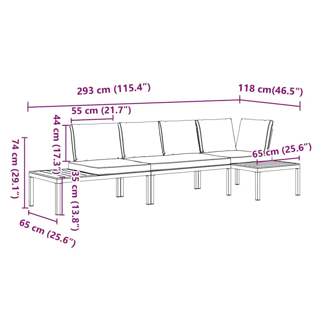 3 Piece Outdoor Garden Sofa Set with Cushions and Side Table Black