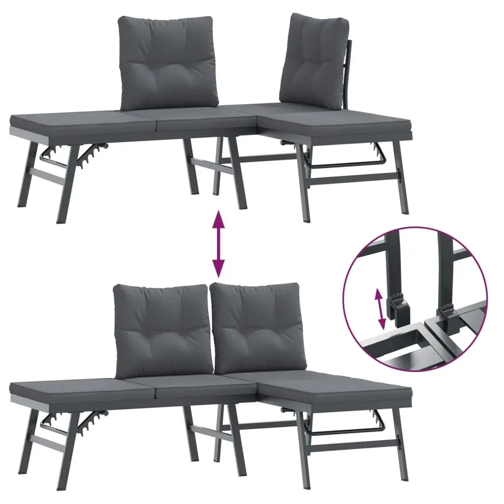 3 Piece Garden Bench Set Adjustable Lounger Outdoor Patio Furniture with