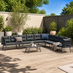 Garden Bench Set 5 Piece Outdoor Furniture Patio Seating with Cushions Black