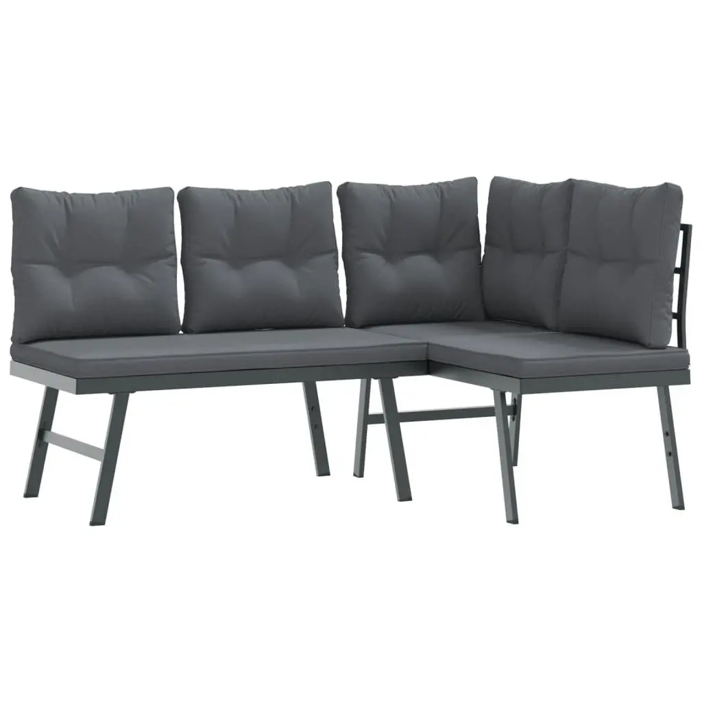 Garden Bench Set 5 Piece Outdoor Furniture Patio Seating with Cushions Black