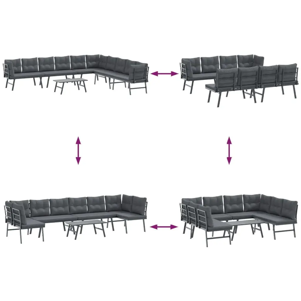 Garden Bench Set 5 Piece Outdoor Furniture Patio Seating with Cushions Black