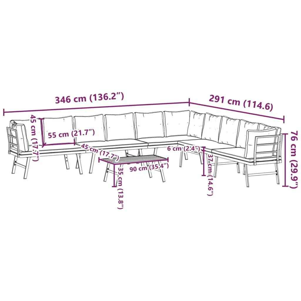 Garden Bench Set 5 Piece Outdoor Furniture Patio Seating with Cushions Black
