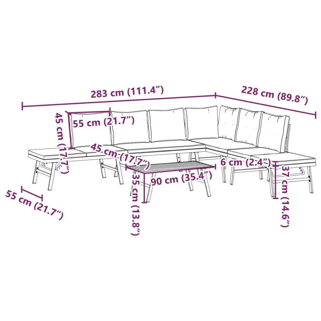 5-Piece Garden Bench Set