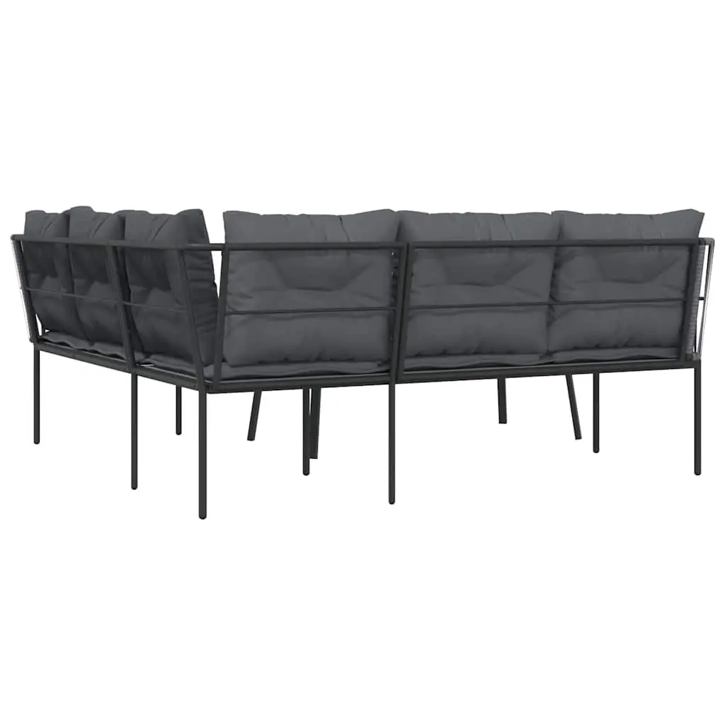 Garden Sofa Set Black Steel Textilene Outdoor Furniture with Cushions