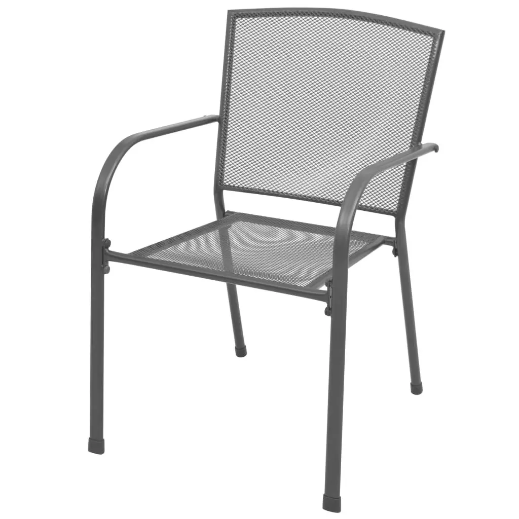 Stackable Garden Chair Set Anthracite 3 Piece Outdoor Furniture