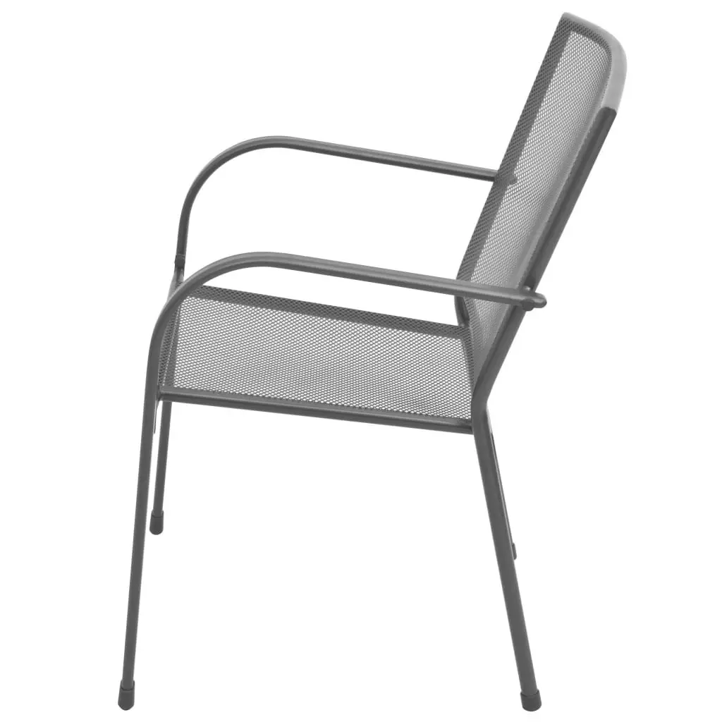 Stackable Garden Chair Set Anthracite 3 Piece Outdoor Furniture