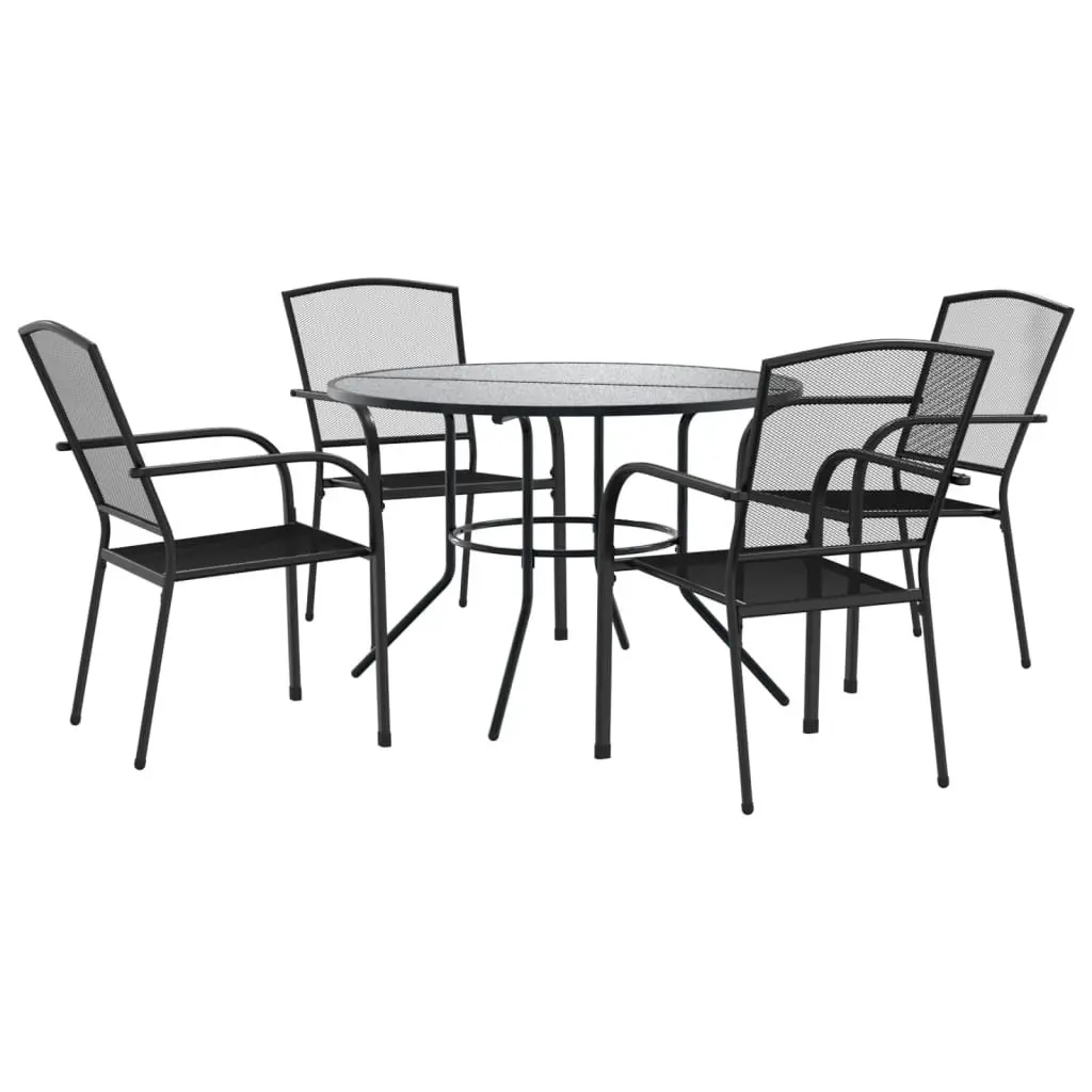 Stackable Garden Chair Set Anthracite Powder-coated Steel 5 Piece