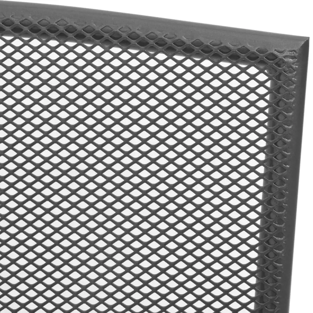 Stackable Garden Chair Set 7 Piece Powder-coated Steel Frame Mesh Table