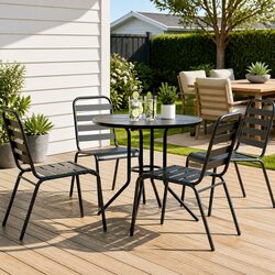 Stackable Garden Chair Set 5 Piece Outdoor Furniture Patio Dining Anthracite
