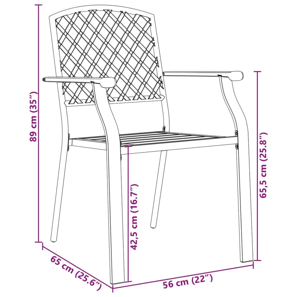 Stackable Garden Chair Set Anthracite Bistro Style 3 Piece