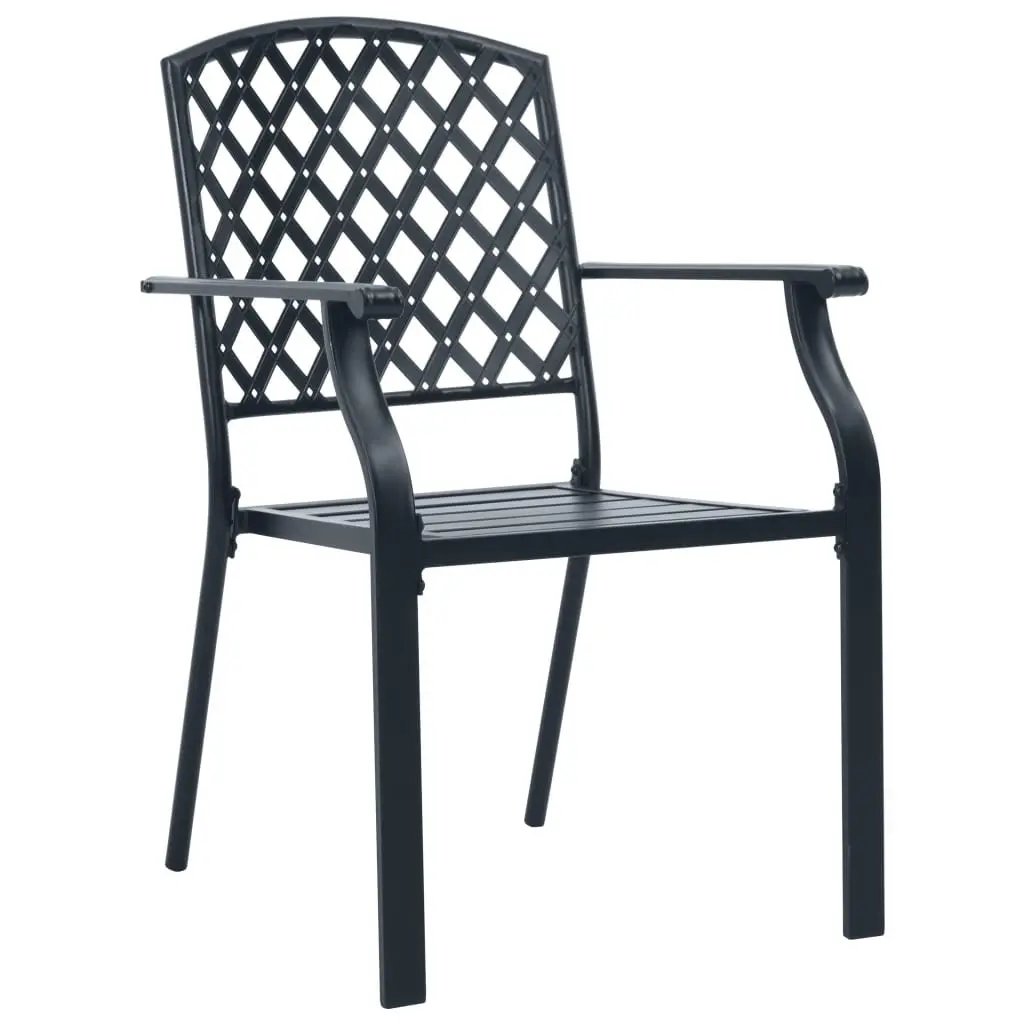 Stackable Garden Chair Set Anthracite Bistro Style 3 Piece
