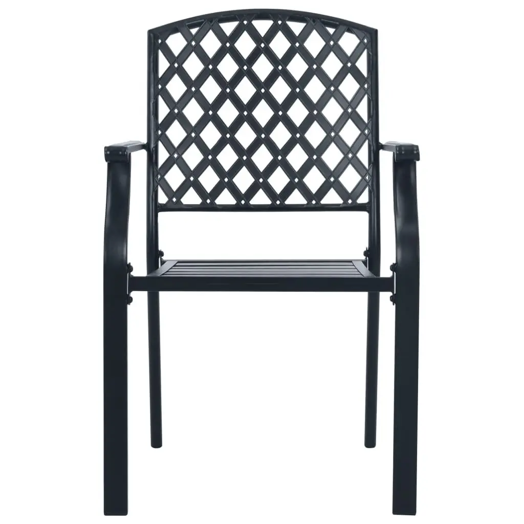 Stackable Garden Chair Set Anthracite Bistro Style 3 Piece