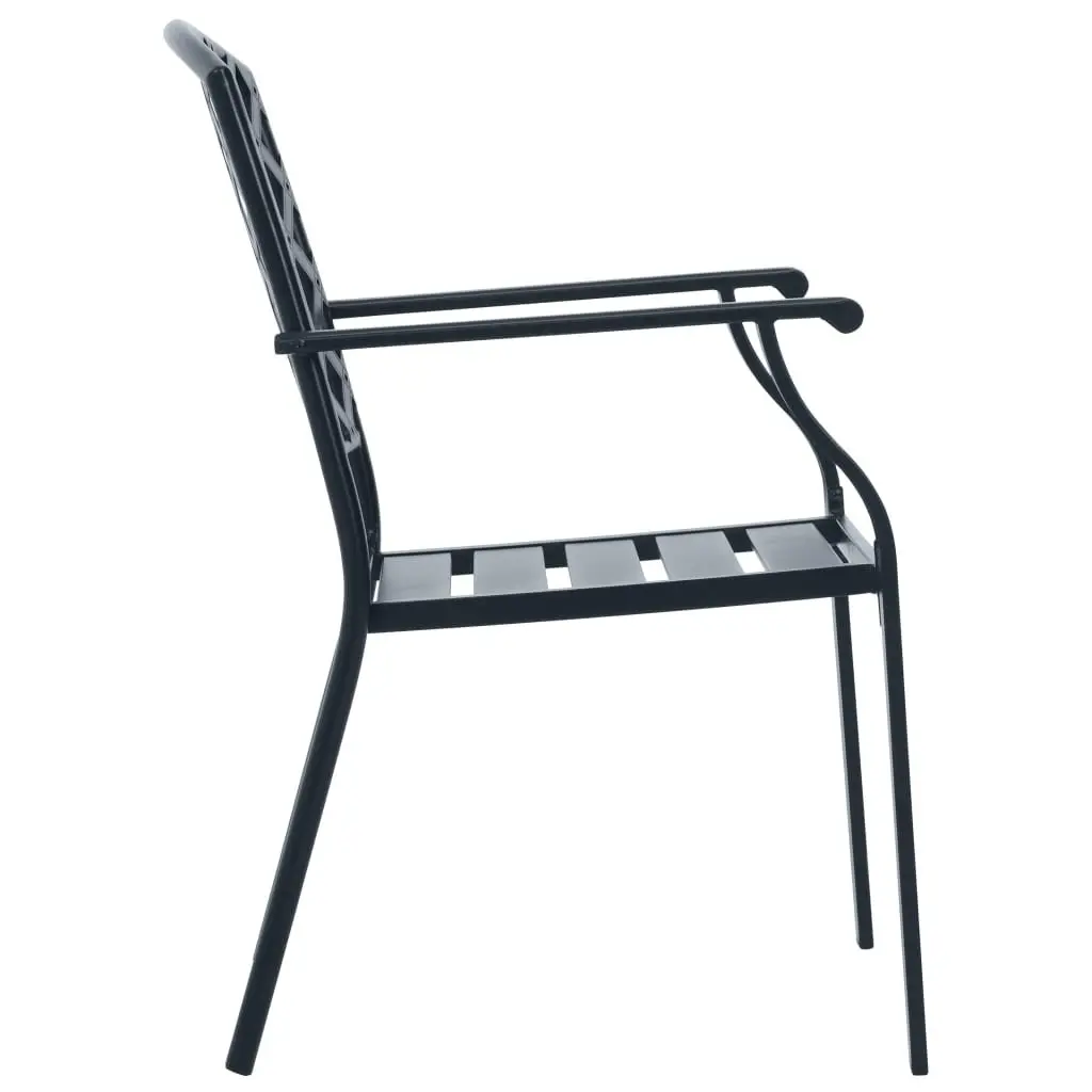 Stackable Garden Chair Set Anthracite Bistro Style 3 Piece