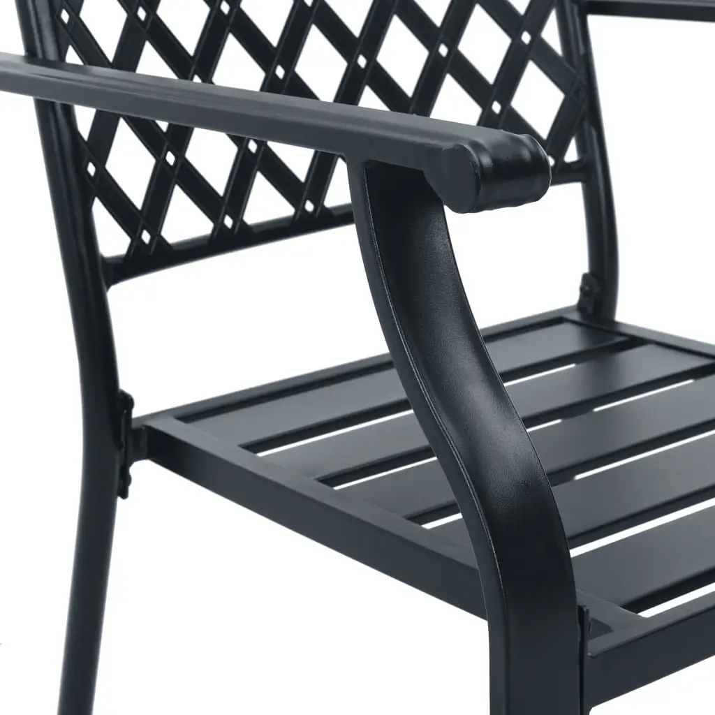 Stackable Garden Chair Set Anthracite Bistro Style 3 Piece