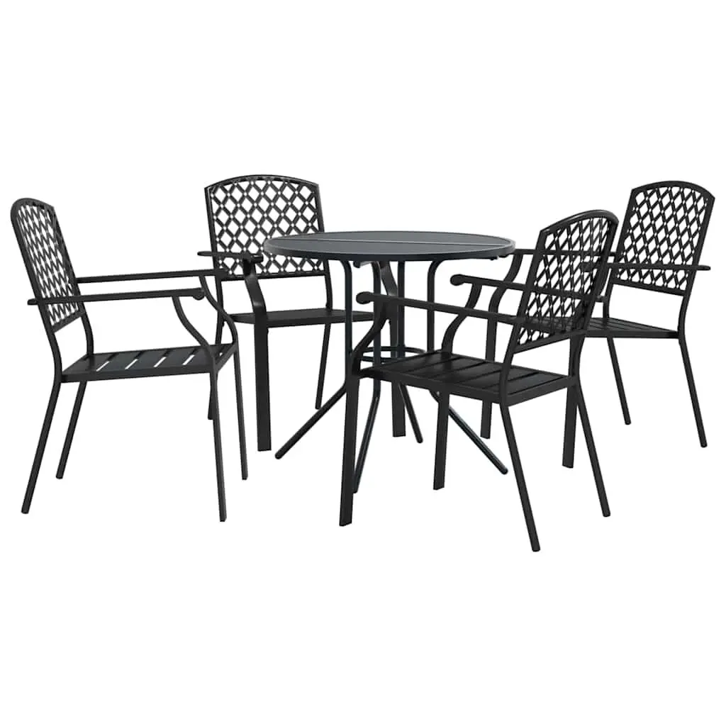 Stackable Garden Chair Set Anthracite 5 Piece Outdoor Patio Dining Furniture