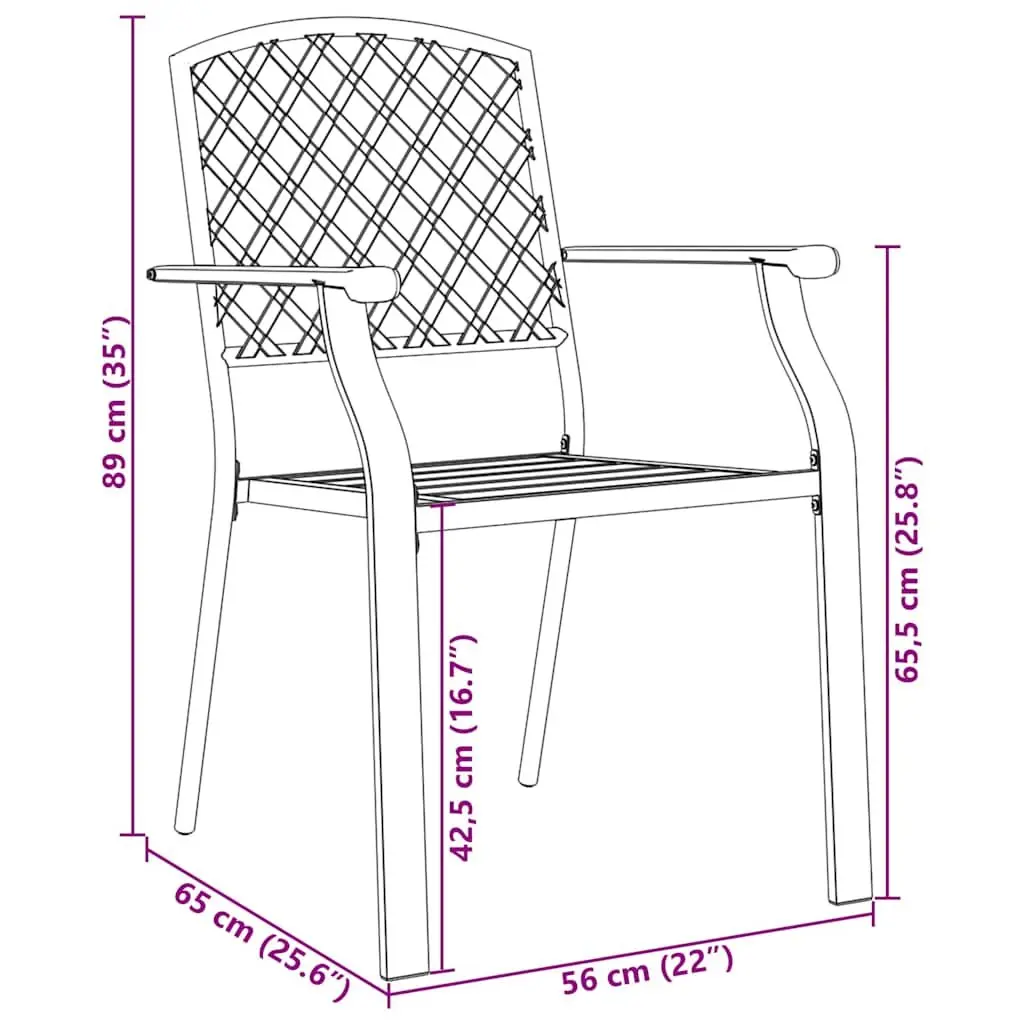 Stackable Garden Chair Set Anthracite 5 Piece Outdoor Patio Dining Furniture