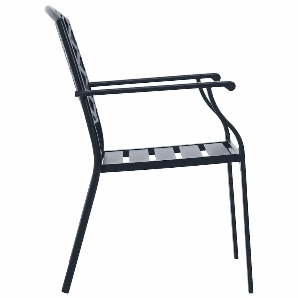 Stackable Garden Chair Set Anthracite 5 Piece Outdoor Patio Dining Furniture