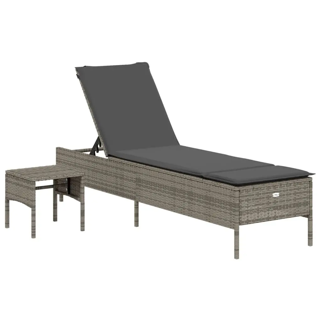 Sun Lounger Set Adjustable Backrest 3 Piece Outdoor Seating Grey