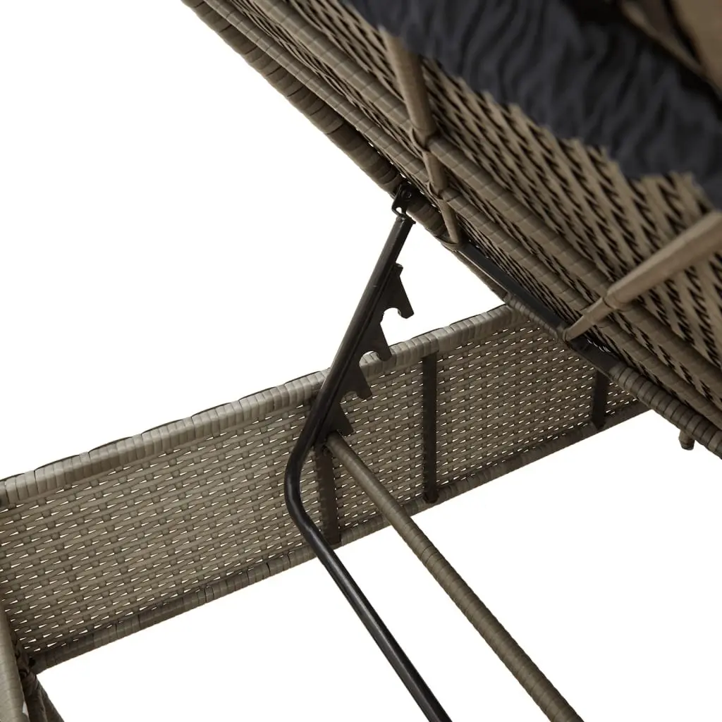Sun Lounger Set Adjustable Backrest 3 Piece Outdoor Seating Grey