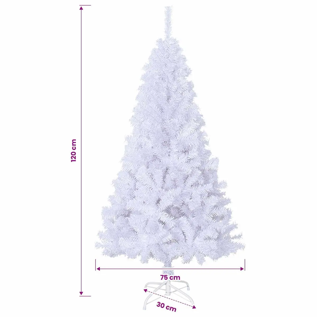 Artificial Christmas Tree White 120cm Thick Branches PVC Indoor Outdoor Décor
