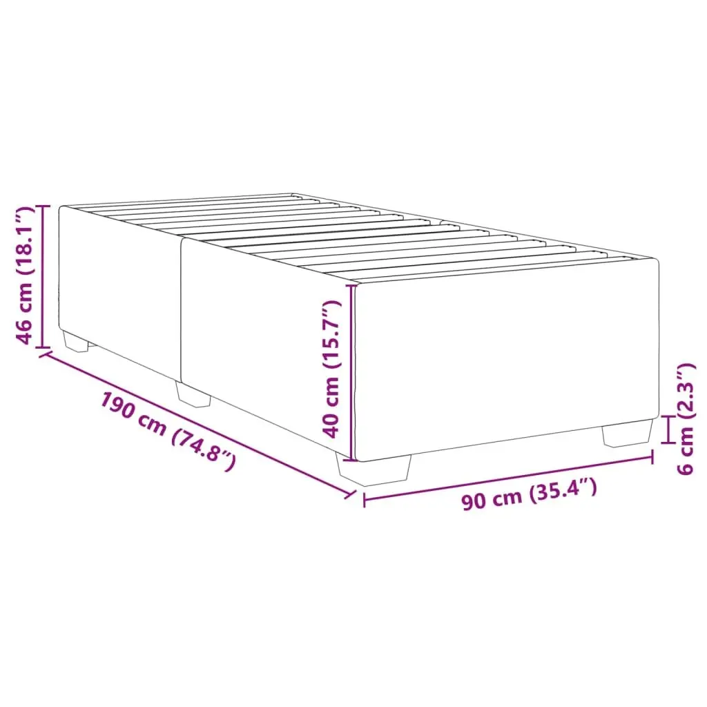 Grey Polyester Fabric Bed Frame Slatted Base 90x190cm