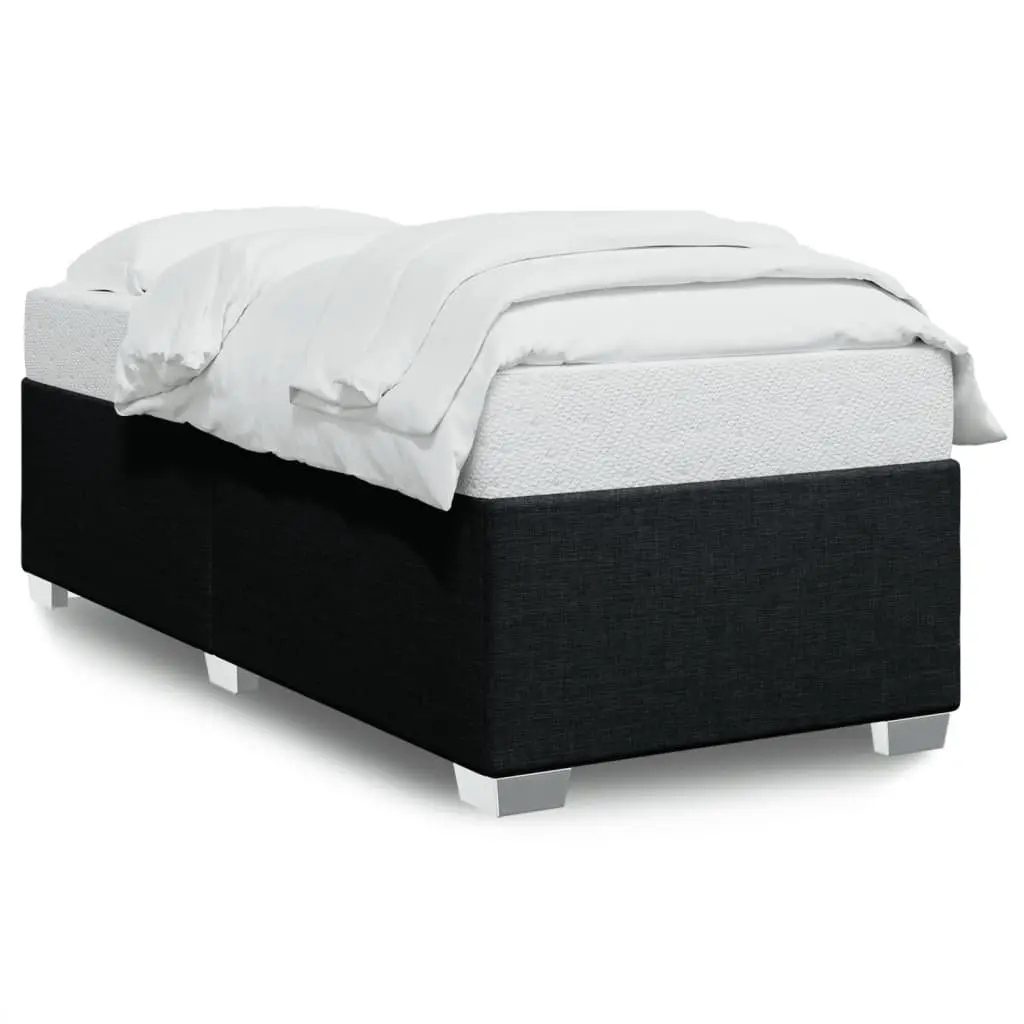 Bed Frame Black Fabric Upholstered 90x190 cm Slatted Base Support