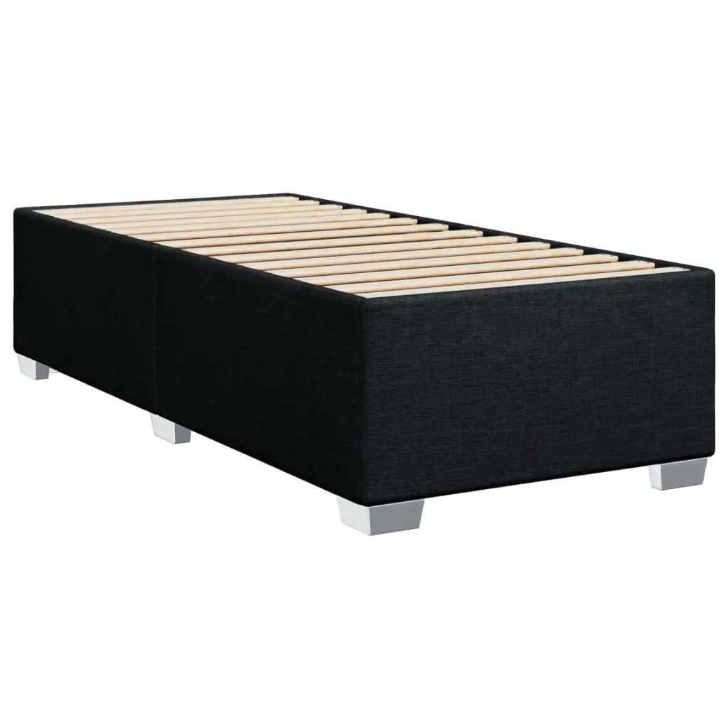 Bed Frame Black Fabric Upholstered 90x190 cm Slatted Base Support