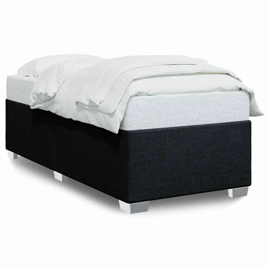 King Single Bed Frame Black Fabric Support Slats