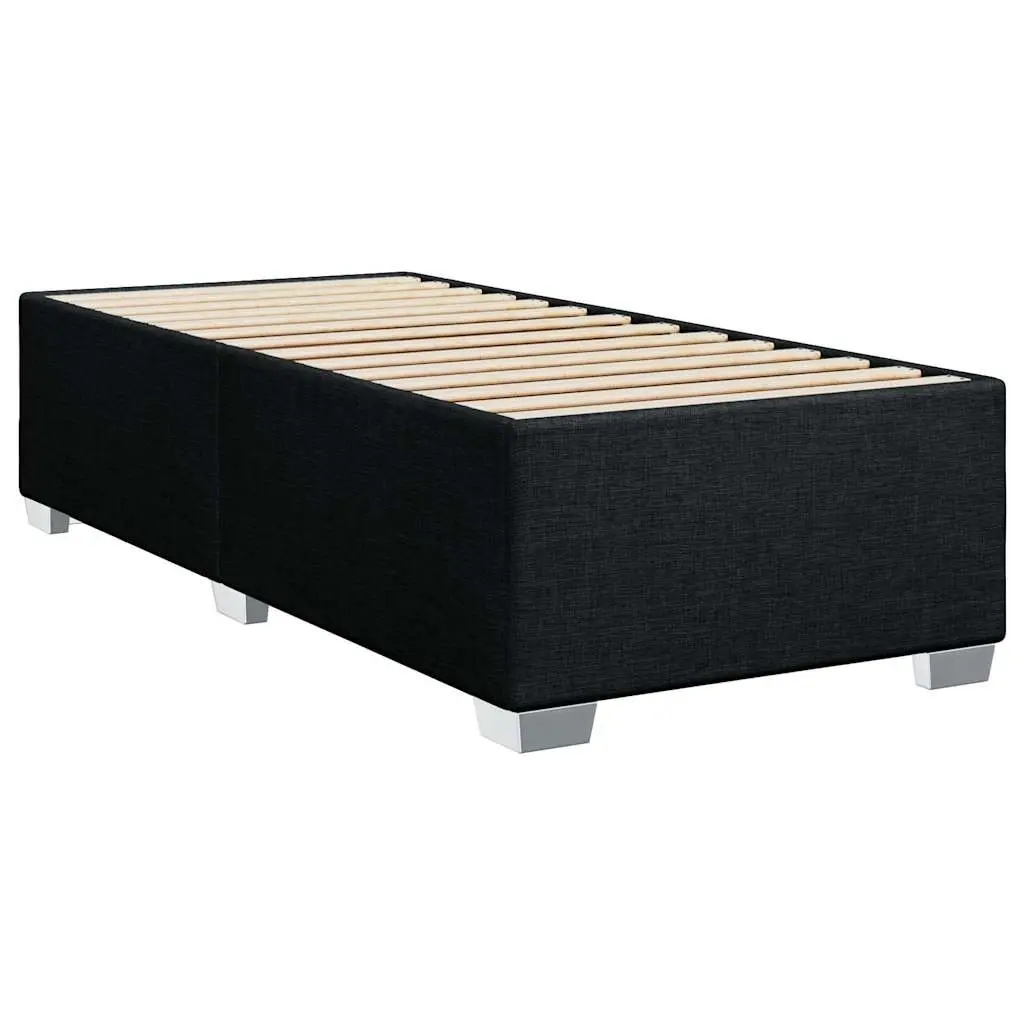 King Single Bed Frame Black Fabric Support Slats