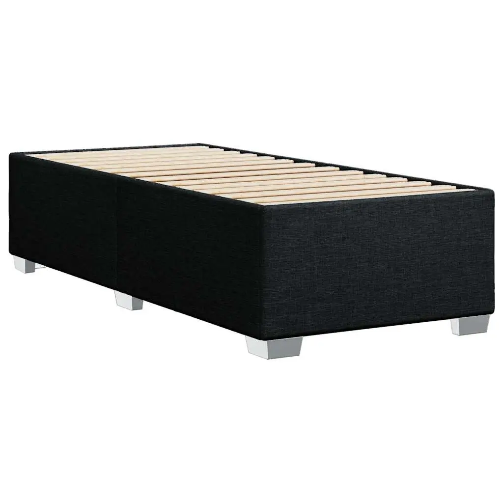 King Single Bed Frame Black Fabric Support Slats