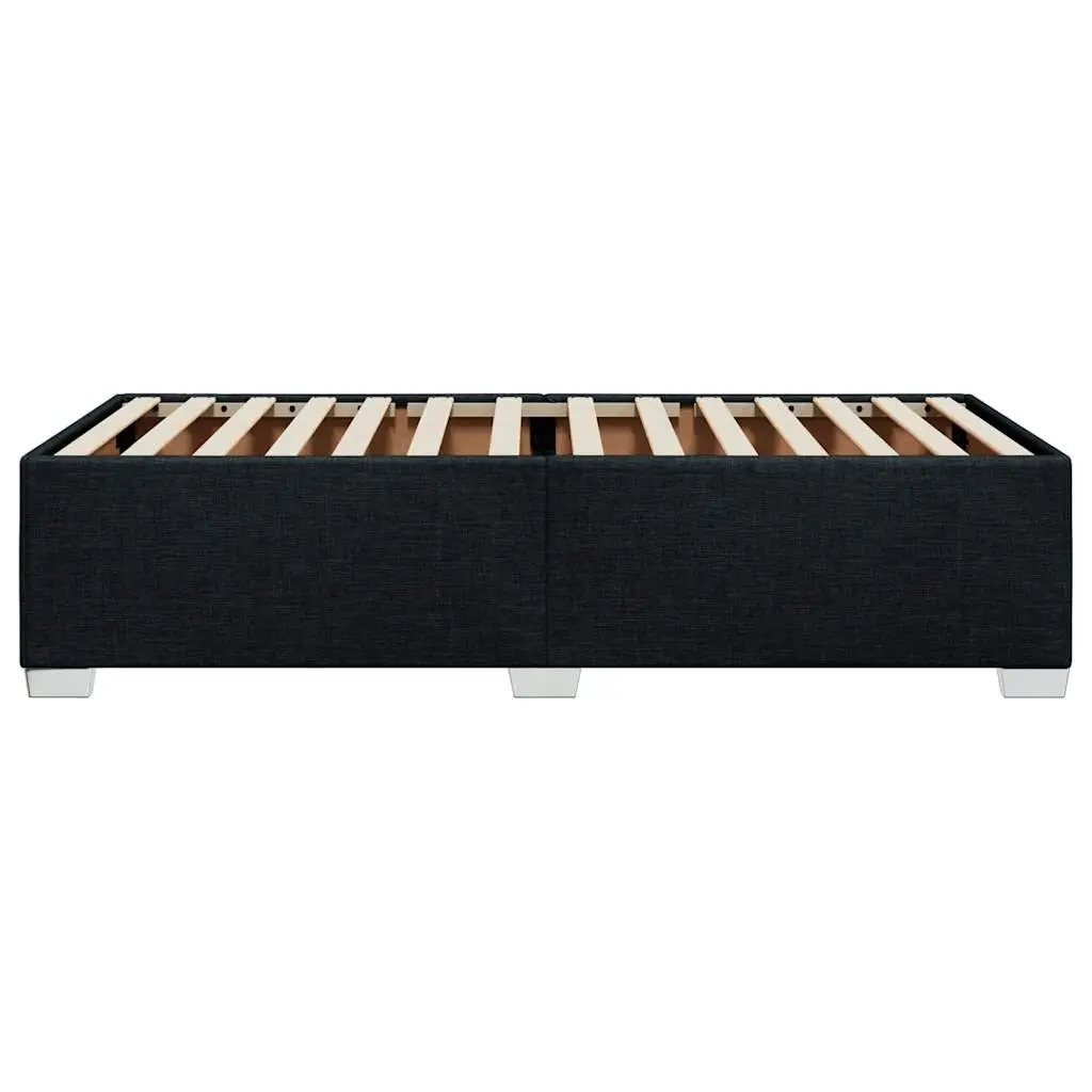 King Single Bed Frame Black Fabric Support Slats